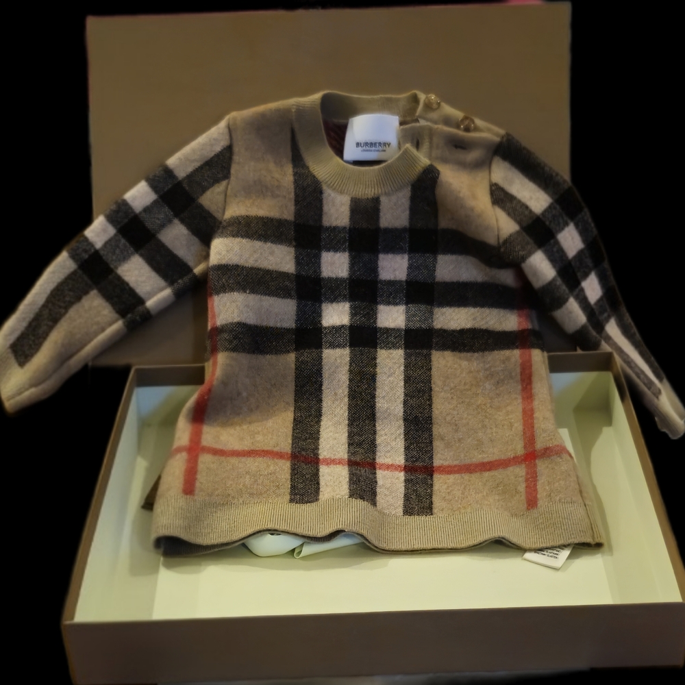 Burberry Kids Checkered Dress - Beige, Black, and Red